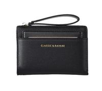 Générique Short Zipper Wallet, Lightweight Credit Card Wallet with Lanyard, 4.92 x 3.54 x 0.98 inches, Stylish Compact Multi Functional Coin Purse, Large Capacity for Important Notes and Cash, Black,