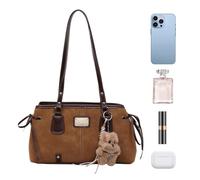 Générique Shoulder Bag, Vintage Style Faux Leather Handbag with Soft Tassel, Tote for School, Work, Shopping, Daily Travel, Weekend, Outings, Travel, Girls and Women, brown, Se référer au descriptif