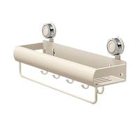 Générique Shower Shelf, Suction Cup with Hooks | Modern Bathroom Organizer | For Apartment Dorm Kitchen Loofah Soap Shampoo Shower Gel Candle