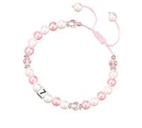 Générique Silver Beaded Couple Bangle Man Hand Rings with Beaded Letters, Suitable as Birthday Gift for Your Daughter Pink Pearl Pink Mm Jewelry, one size, Artificial Crystal, No Gemstone