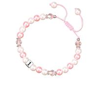Générique Silver Beaded Couple Bangle Man Hand Rings with Beaded Letters, Suitable as Birthday Gift for Your Daughter Pink Pearl Pink Mm Jewelry, one size, Artificial Crystal, No Gemstone