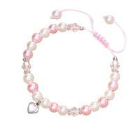 Générique Silver Plated Pearl Blue Quartz Classic Bracelet Handmade Bracelets Heart Beads Bracelets Back to School Gifts Christmas Birthday With Phrases Bracelet Rings, one size, Artificial Crystal