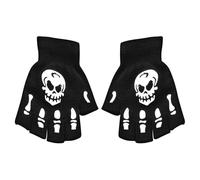 Générique Skeleton Cycling Skeleton Child Half Finger Skull Shaped Half-Finger Gloves Glow in the Dark | Halloween Costume Accessories for Carnival, Party Co