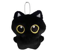 Générique Small Black Plush Cat Plush Toy - 3.94 Inches Plush Cat Plush | Cute Soft Decoration Bag Charm Ornament | Anim Drawing Keychain Accessories
