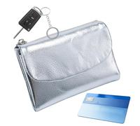 Générique Small Wallet Women - Leather Card Holder for Women with Zipper Pockets | Slim Portable Card Holder Gift for Sister Friend Family Wife Girlfriend Daughter Mother, Silver, Se référer au