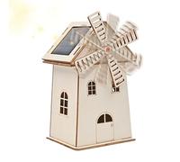 Générique Solar Mill House - Environmental Science Education Kit Solar Model Assembly Craft Kit, STEM Toy Perfect for School Cabinet Posters and Living Room Creative Wooden Decorative Ornaments