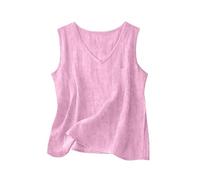 Générique Solid Color Cotton Linen Top, Women Summer Tank Top V Neck Top Thin Top Leisure Tops Breathable Tank Top Comfortable Tank Top Solid Color Tank Tops, A-pink, L