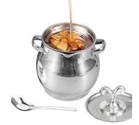 Générique Speckfett Behälter Mit Sieb - Fettaufbewahrung Mit Spatel - Edelstahl Öl Aufbewahrungsbehälter,Für Küche Landhaus Arbeitsplatte Kühlschrank Herd Ofen Mahlzeitenvorbereitung Braten