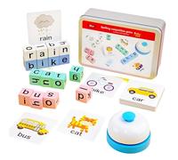 Générique Spelling Games - Wooden Block Puzzles - Educational Boxes Illustrated Cards for School, Kindergarten, Daycare, Parties, Family, from 3 Years