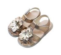 Générique Spring-Summer Toddler Shoes for Toddlers, Transparent Three Layers Floral Pattern Sandals and Soft Soles for Princesses, Gold, 4.5 UK Child