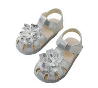Générique Spring-Summer Toddler Shoes for Toddlers, Transparent Three Layers Floral Pattern Sandals and Soft Soles for Princesses, Silver, 4.5 UK Child