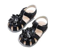 Générique Spring-Summer Toddler Shoes for Toddlers, Transparent Three Layers Floral Pattern Sandals and Soft Soles for Princesses, Black, 2.5 UK Child