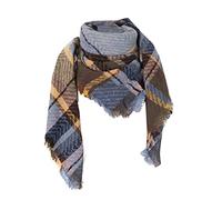 Générique Square Blue Winter Scarf Classic Tassel Plaid Scarf Warm Soft Chunky Large Blanket Wrap Shawl Scarves Triangular Scarf, Blue, One size