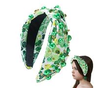 Générique St. Patrick's Day Headband, Knotted Clover Headband, Green Shamrock Headband, Crystal Rhinestone Headband, St. Patrick's Day Hair Accessory, Shamrock Hairband, Rhinestone Clover Headband