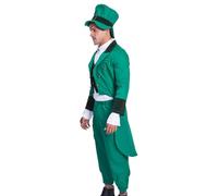 Générique St Patrick's Day Irish Costume for Men | Green Steampunk Leprechaun Tail Coat Set with Hat, Vest and Pants, Vintage Gothic Party Outfits