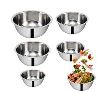 Générique Stainless Steel Bowls Set - 5 Pieces Stackable Salad Bowls for Meal Prep, Preservation and Food Serving | for Home, Hotel, Restaurant, Kitchen, Camping