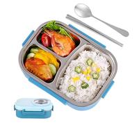 Générique Stainless Steel Lunch Box | 3 Compartment Meal Container - For Office School Students Drivers Outdoor Road Trips Fishing
