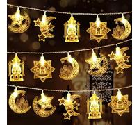 Générique Stars Moon Curtain Lights, Ramadan Decoration 2026, 3m Decoration Ramadan String Lights Star Moon Eid Mubarak, for Window, Eid al Fitr, Muslim Eid Mubarak (White)