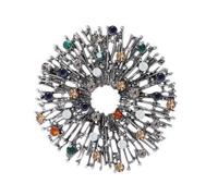 Générique Steel Floral Flower Style Multi Rhinestone Crystal Metal Brooch Multi-Coloured, Metal