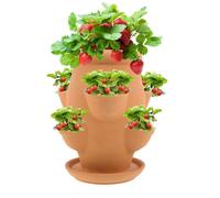 Générique Strawberry Tower - Ceramic Low Temperature Pot with Tray, Flower Planter STTRAWBERRY | Vertical Flower Container for Garden Bolcon Yard Decor ext