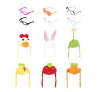 Générique Strickhut Desk Geese Costume - 6 Glasses Party Figures Hats with Sunglasses, 18 cm Figures for Fireplace Table