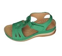 Générique Summer sandals for women, Roman models, closed toe, leather, orthopedic, comfortable for sports, outdoor, elegant slip design, perfect for vacation, beach and everyday wear, Color: Green, 8
