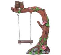 Générique Swing Statue - Small Landscape Decoration Sculpture - Resin Owl on a Tree Swing Figurine for Bedside Table Bedside Cabinet Bass Brachette