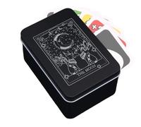 Générique Tarot Card Box - Iron 12.7x8.5x6cm | Tarot Storage Box, Divination Card Storage | Moon Sun Printed Jewelry Organizer for Spiritual Use at Home
