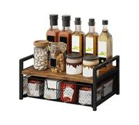 Générique Tea Box - Rustic Vintage Teabag Organizer Anti-Slip Storage Container For Counter, Kitchen, Living Room, Dorm, Meditation Room, Apartment, Bar & Home Tea Station