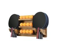 Générique Tennis Racket Table Stand - Table Stand for Table Tennis | Wooden Racket Organizer Wall Stand, Pallet Rack for 6 Rackets, 12 Balls,