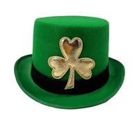 Générique Top Hat Costume for Men, Gold Design Plant Design - Irish Green Hat Symbol of Luck St. Patrick's Day for Adults Shows Parties Role Play