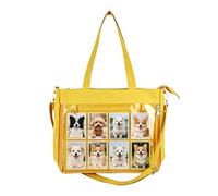 Générique Tote Bag with Transparent Window, Canvas Zipper Storage Pouch | Large Handbags - For Adults Women Leisure Shopping School Outdoor Activities Travel, Yellow, Se référer au descriptif