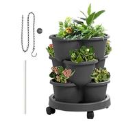 Générique Tower Planter | Stackable Outdoor Flower Pots | Vertical Strawberry Planters With Wheels - For Indoor Outdoor Balcony Patio Backyard Lawn Greenhouse