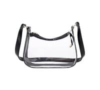 Générique Transparent Bag Ladies Tote Handbag Fashion Style with Adjustable Band for Work Events Lunch Festival School Concert Beach Travel Party, Black, Se référer à la description