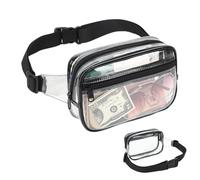 Générique Transparent Waist Bag, Transparent PVC Waist Bag - Foldable Waterproof Storage Bag, Portable Sports Pouch with Adjustable Strap for Key, Mobile Phone, Wallet, Black, Se référer au descriptif