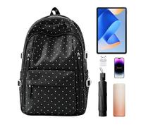 Générique Travel Backpack - Women Waterproof Nylon Dot Aesthetic Bookbag, Black, Se référer au descriptif, Refer to description