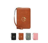 Générique Travel Wallet Passport Organizer PU with Blocking Multi-Credit Card Pocket Money Pocket Compact Anti-Theft Case for Men and Women, brown, 5.5*3.5in, Modern