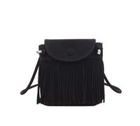 Générique Trendsetter Women's Messenger Retro Shoulder Bag with Square Fringes, Compact Everyday Use, The black, One Size, Traditional Backpacks