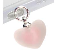 Générique Type C Dust Plug - Resin Heart Charm | Gradient Wearing Accessory - Decorative Light Red Shape Designed Dust Cover for Smartphones, Tablets,