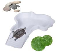 Générique Universal Pool Turtle Feeder, Reptile Water Bowl with Ladder, Pool Turtle Pond Water Tray with Ramp, Patio Shower Tray