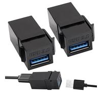 Générique USB Keystone Jack Coupler - 2pcs USB3.0 Female Output Panel Female Adapter - USB Wall Module Extension for Bedroom, Study Room, Living Room