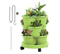 Générique Vertical Garden Tower - Stackable Outdoor Flower Pots, Vertical Strawberry Planters with Wheels, for Indoor, Outdoor, Balcony, Patio, Backyard, Lawn, Greenhouse