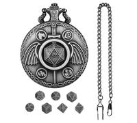 Générique Vintage Dice Pocket Watch - Funny Steampunk Board Games | Retro Game Set for Parties Picnic, Miniature Metal Polyhedral RPG