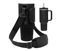 Générique Water Bottle Carrier - Soft Elastic Sling Bag with Hook Design | Bottle Holder for Stainless Steel Insulated 40oz Coffee Mug Set - Style Strap for Car Use, Sports Hydration, Black, Se