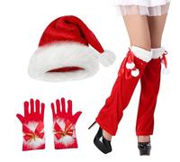 Générique Weihnachtsmann-Kostüm, Weihnachtsoutfits Für Frauen - Cowgirl-Hut-Weihnachtsoutfits - 3x Weihnachtsmann-Kostümset, Ausgefallene Weihnachtskostüme Für Bühnenauftritte, Weihnachtsfeiern