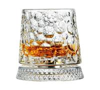 Générique Whiskey Glasses, 360 Degree Rotating Base Clear Glass | Old Fashioned Glasses | for Men, Father, Drinking Party, Christmas, Birthday and Holiday