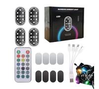 Générique Wireless LED Lights for Car, 4 Pieces Bright Waterproof Wireless Car Atmosphere Lighting with Remote Control | For Automobile Truck Motorcycle Bike Scooter Door Underglow