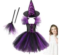 Générique Witch costume for girls, witch costume for - Tutu dress - dress up a Halloween with a broom for girls