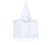 Générique Witch Hat for Halloween Costume White Witch Hat Halloween Costume Accessory with Veil for Party Cosplay Carnival Show