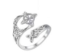 Générique Witches Knot Ring Adjustable Celtic Protection Knot Open Band Ring, Vintage Eternity Style Thumb Jewelry, Witchy Celtic Jewelry Gift for Women Daily Wear, 1PCS, Stainless Steel, Agate